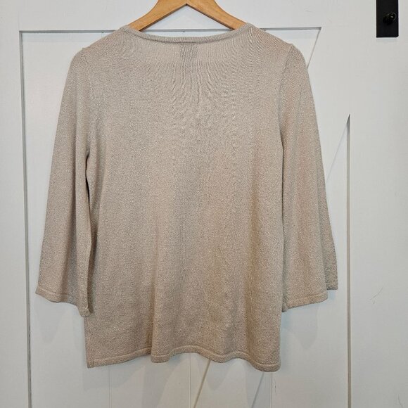 CHICO'S Easywear Lightweight Knit Tunic Pullover Gold Metallic Size 1  Medium - Picture 3 of 10